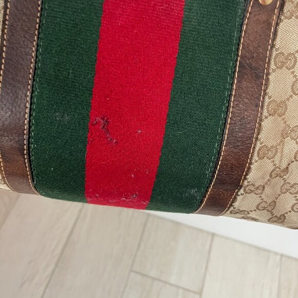 Vintage Gucci Logo & Stripe Weekender Travel Bag - Picture 8 of 12